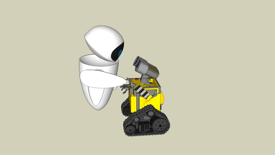 Wall-e and Eve holding ,uh, 'hands'