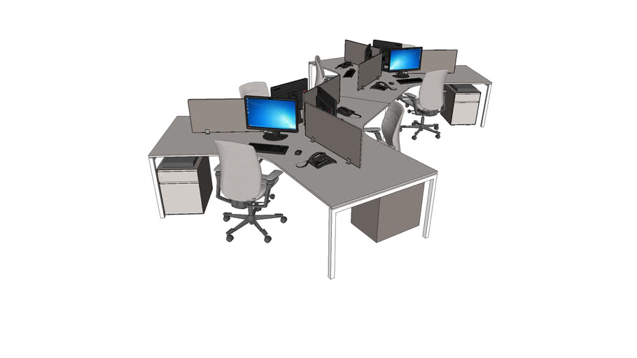 workstation desk 3D Warehouse