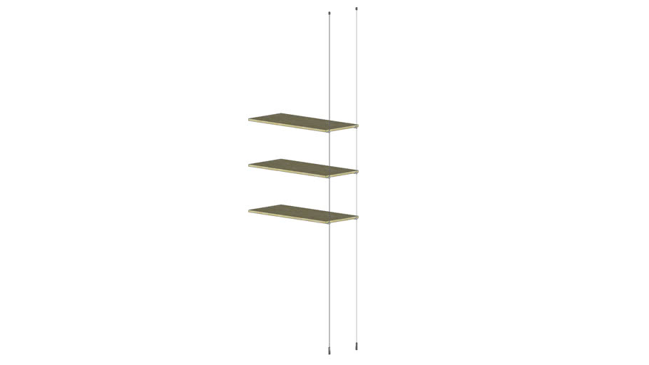 Cable Ceiling to Floor Unit - 3 Wood Shelves - Add-on