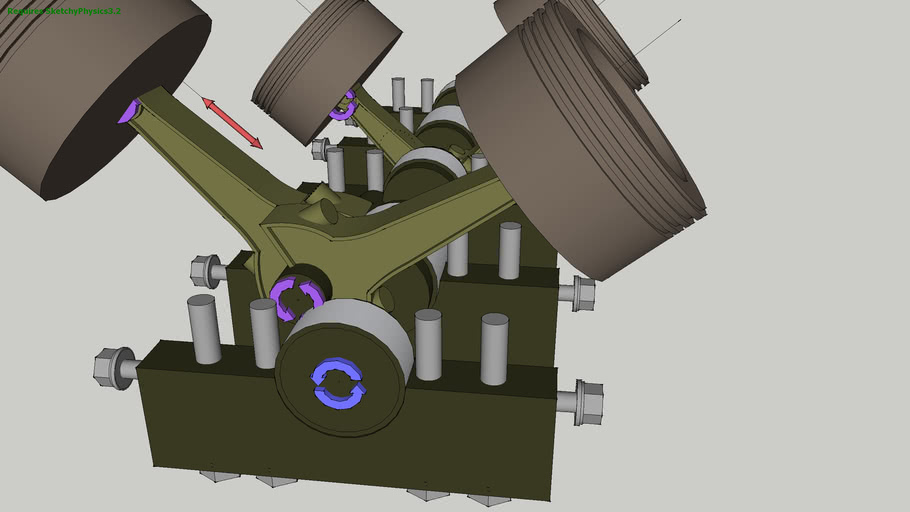 1UZ Lexus, Crank and 6 Bolt main bearings Sketchy 3D Warehouse
