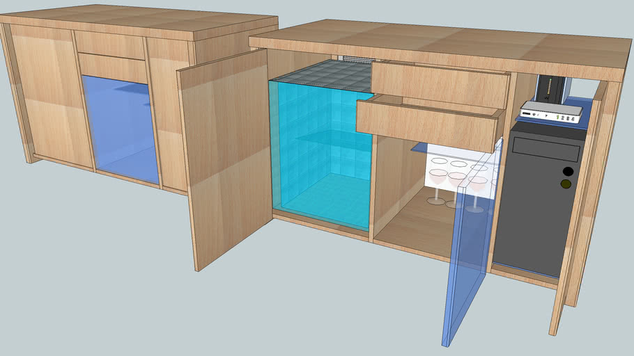 PC and Mini Fridge Sideboard 3D Warehouse