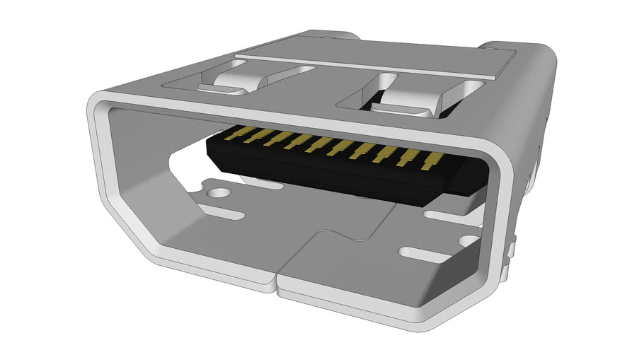 Micro HDMI 90° Surface Mount Receptacle 3D Warehouse