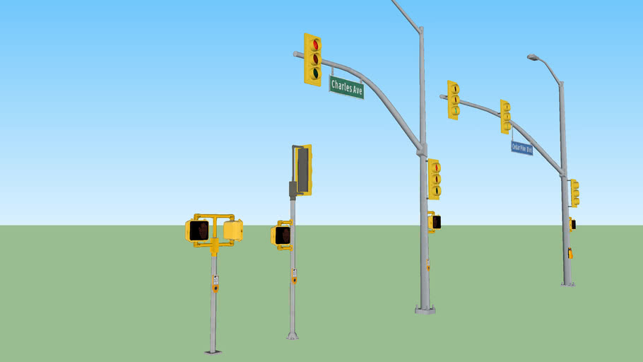 Yellow traffic lights set | 3D Warehouse