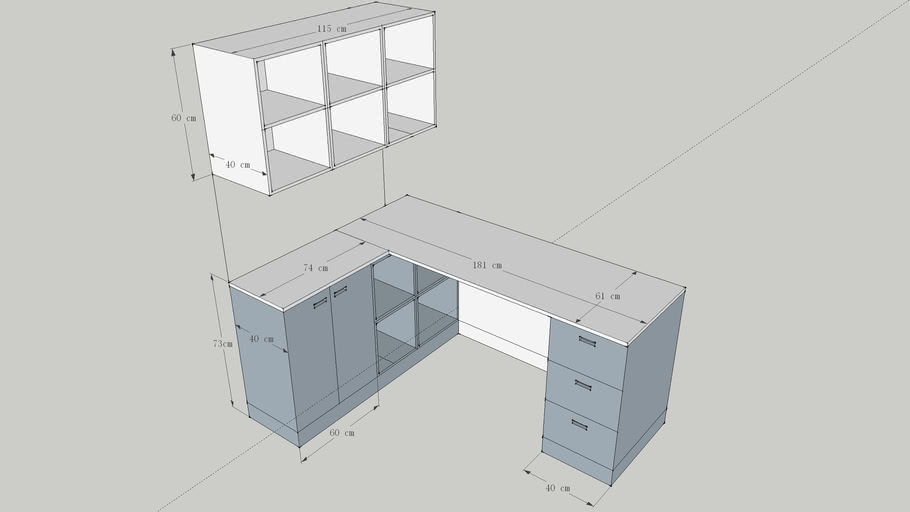 L型書桌 3d Warehouse