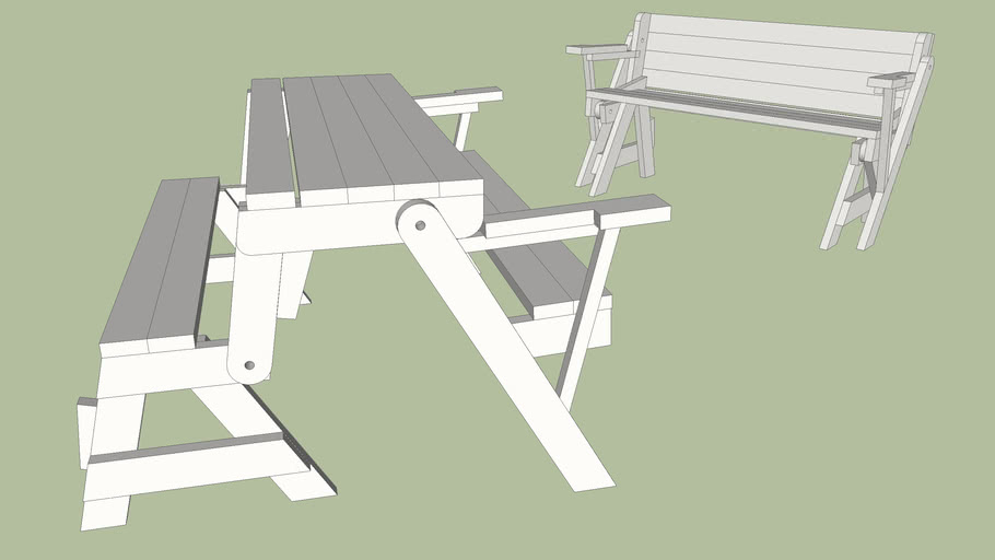 Folding Garden Bench And Table 3d, Plans For Garden Bench Table