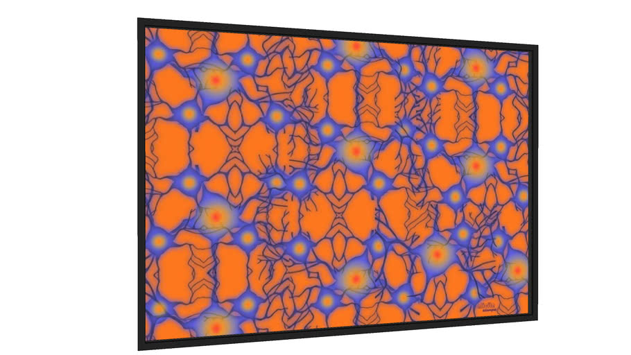 Quadro Conexões neuronais (azuis sobre laranja) - Galeria9, por Alicita