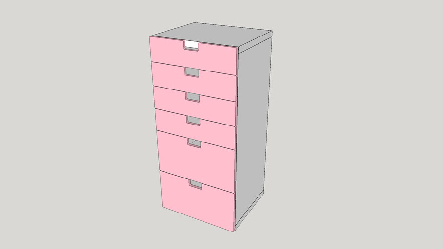 Ikea Stuva Storage Combination With Drawers White Pink 3d
