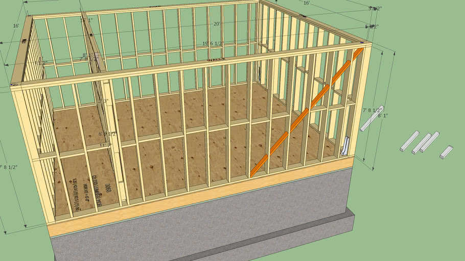 Wood Frame Diagonal Wind Bracing 3D Warehouse