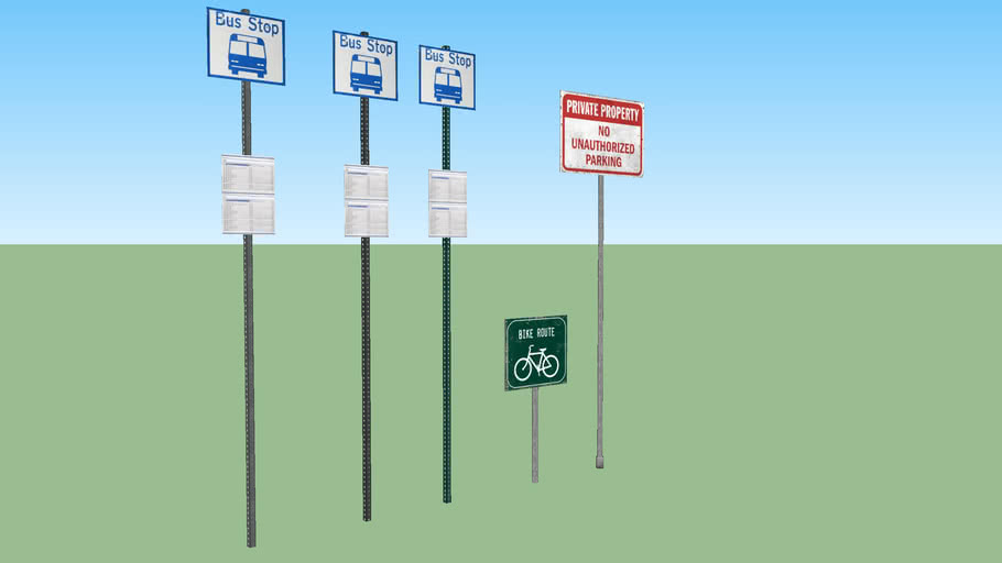 Bus stop street signs set 3D Warehouse