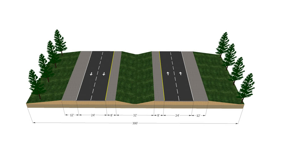 Standard Roadway Typical Section | 3D Warehouse