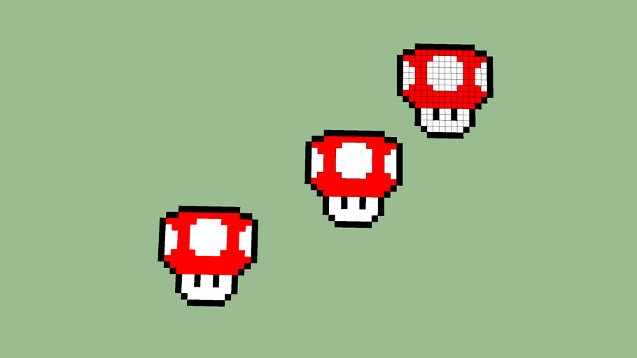 Custom Double Sided 8 Bit Mario Mushroom Sprite 3d Warehouse