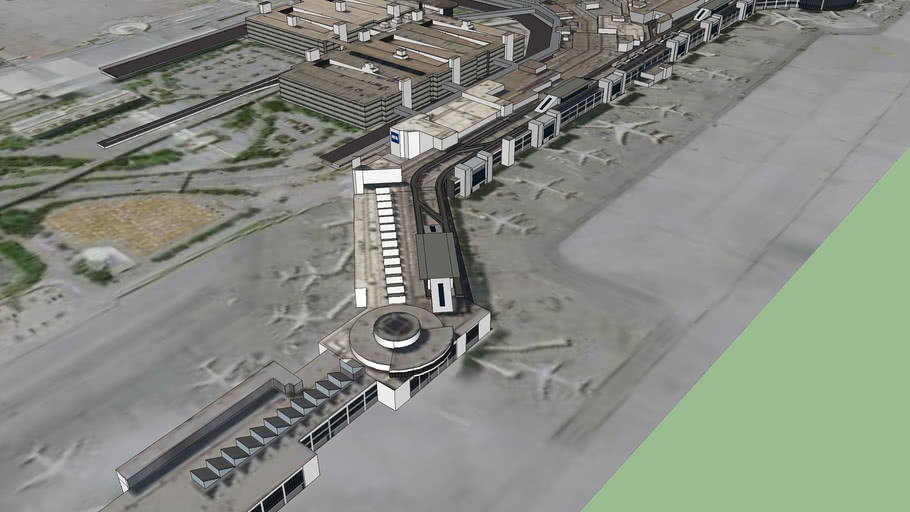 Miami International Airport parking ramp and Terminals D and E 3D