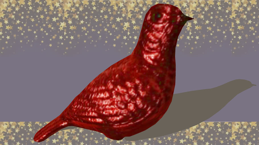 Ornament-Bird Glitter Red