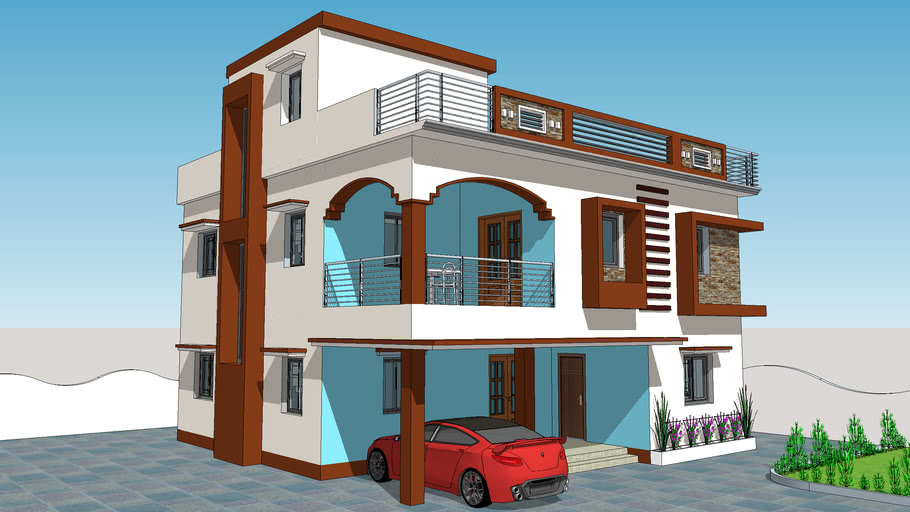 Double Storey Houses With Balcony 3d Warehouse