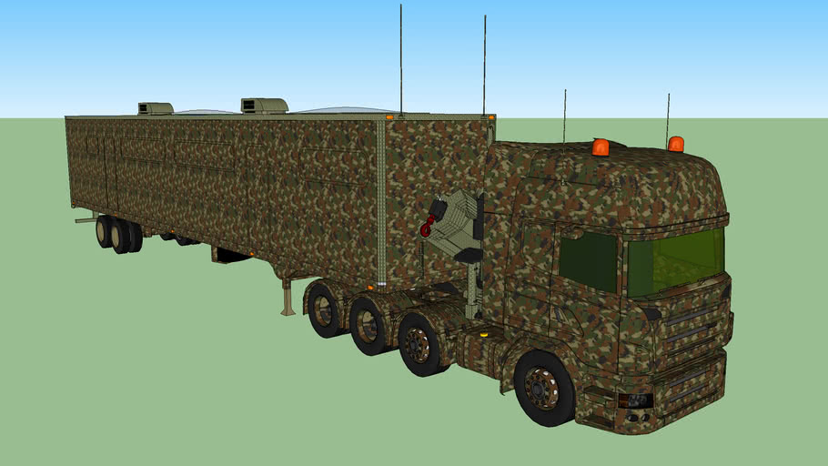 Camo Survival Bug Out Truck Trailer With 40 Ton Crane 3d Warehouse