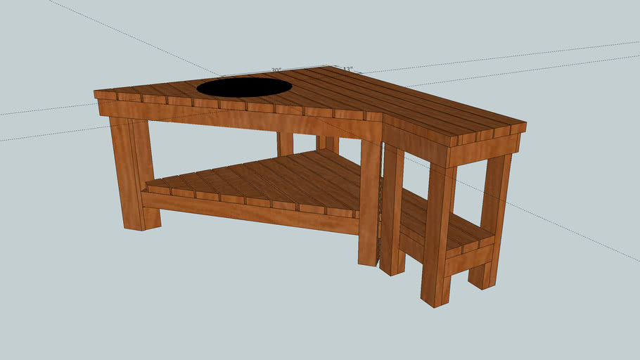Big Green Egg wood top corner table 3D Warehouse