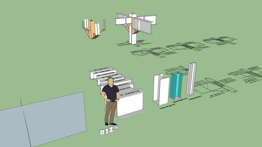 Sambungan Baja Profil 3D Warehouse