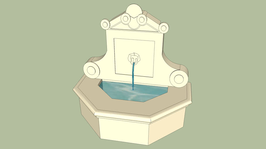 cast stone lion wall fountain with basin 3D Warehouse