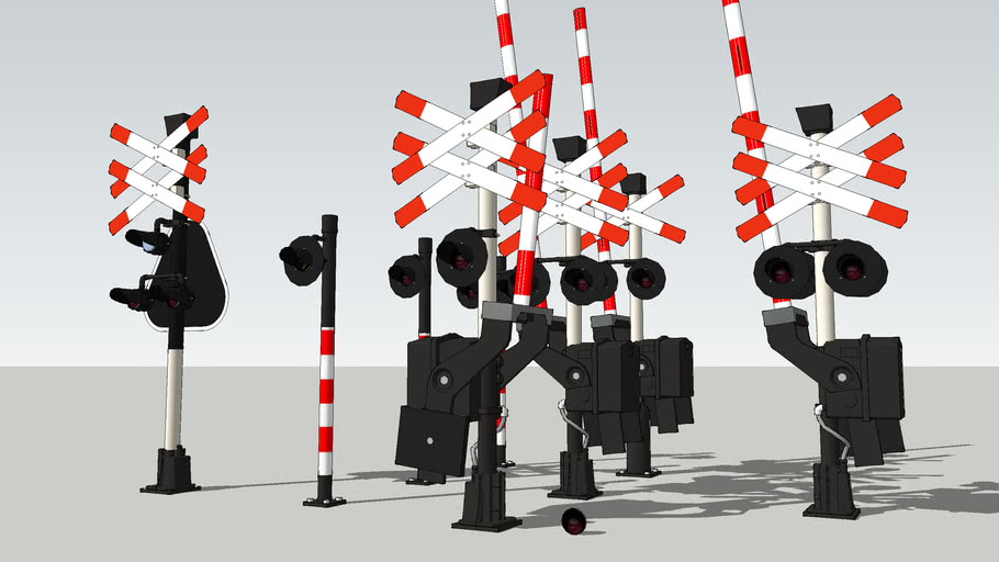 Dutch Level Crossing Signals With Double Crosses 3d Warehouse