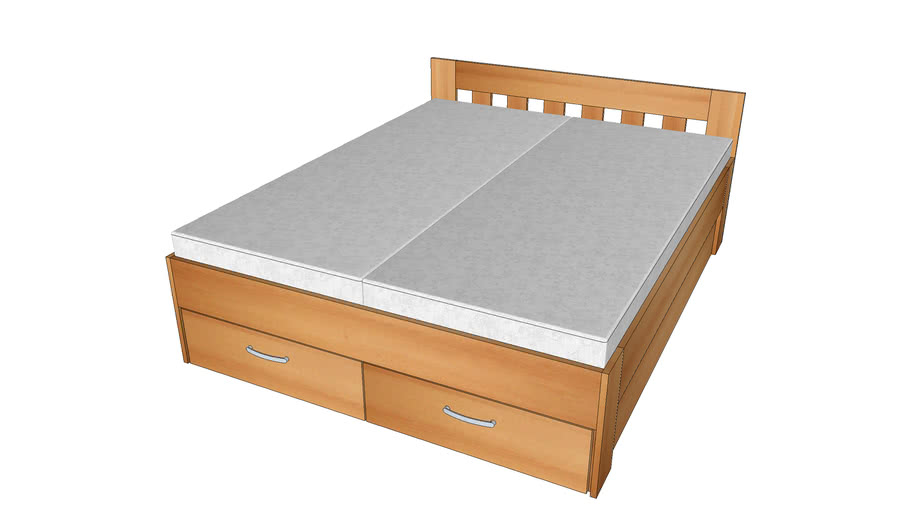 Double Bed With Drawers And Storage Space Animated 3d Warehouse
