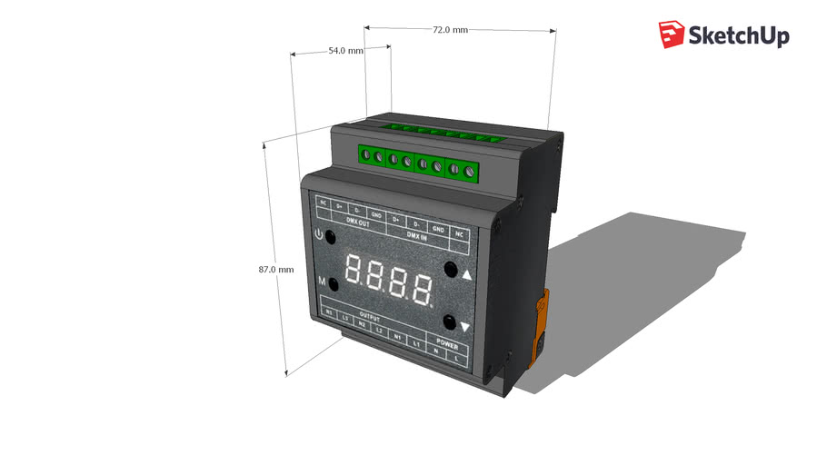 Dimmer DMX 3 Channels Rail Din 230V 3D Warehouse