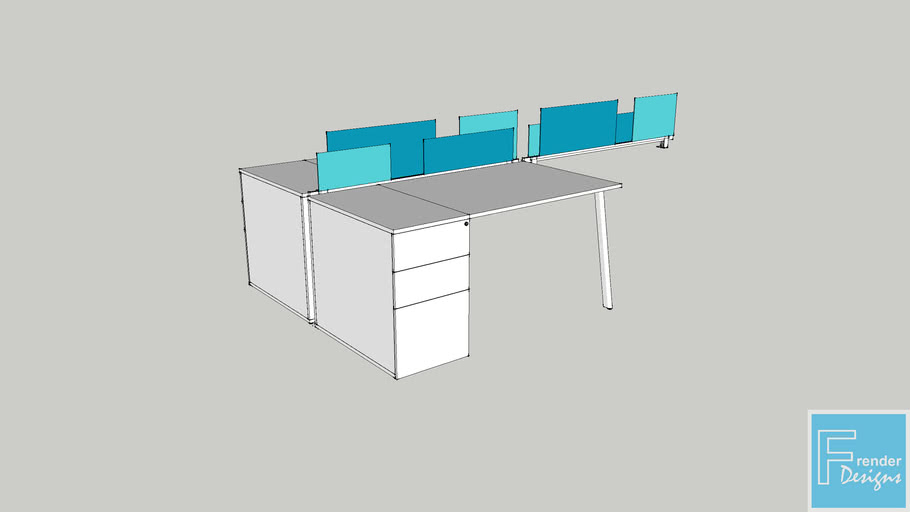 Benching Workstations 02 Uneven Panels 3d Warehouse