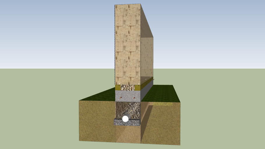 Cross Section of a Straw Bale Landscape Wall/Rubble Trench Foundation