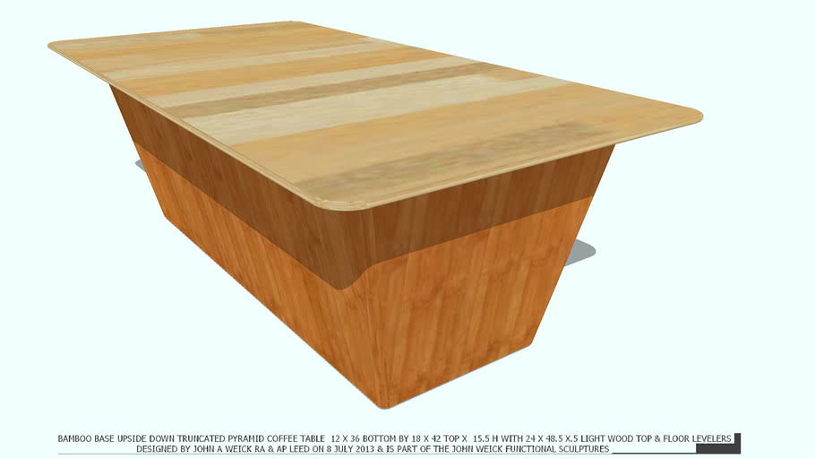 COFFEE TABLE BAMBOO TRUNCATED LT WD 2X4 TOP DESIGNED BY JOHN A WEICK RA