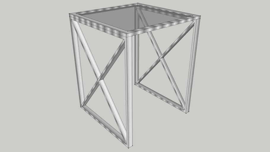 Glass Top Side Table With Stainless Steel Frame 3d Warehouse