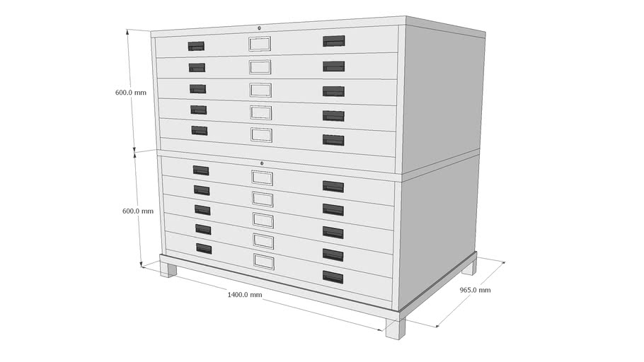 10 Drawer Horizontal Plan Filing Cabinets 3d Warehouse