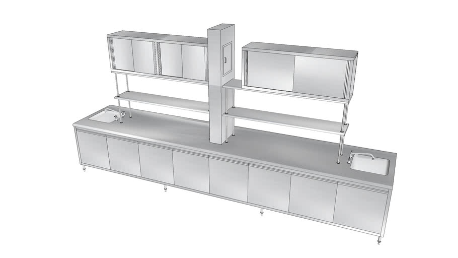 Stainless steel Counter with overhead and distribution panel