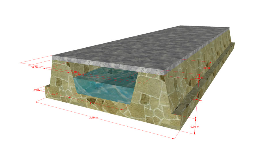 potongan drainase dengan tutup atas | 3D Warehouse