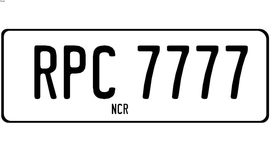 New Standard Philippine Private Motor Vehicle License Plate 3D Warehouse