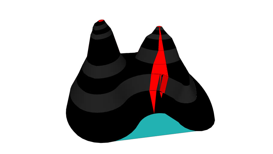 black volcano with lava