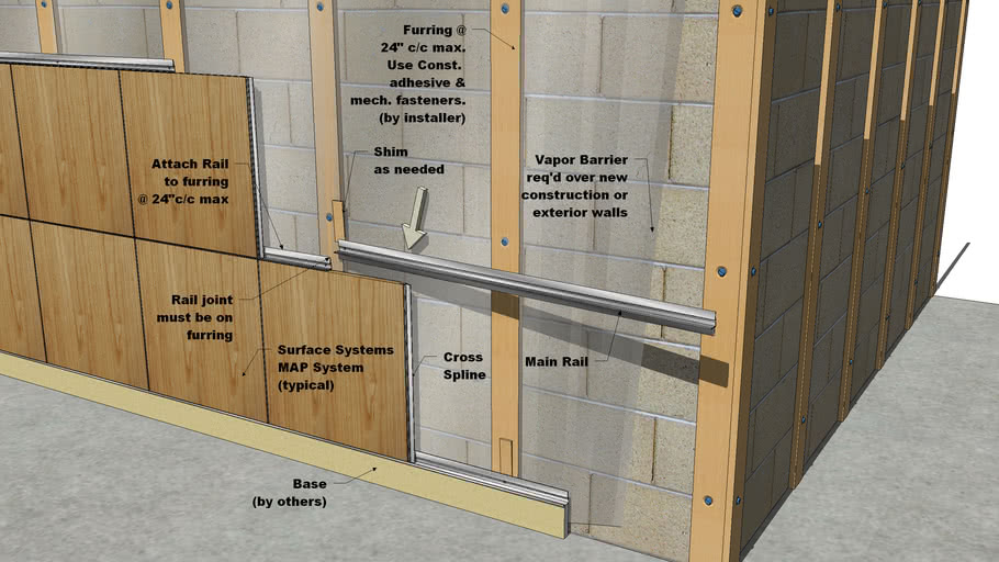 Map System Over Concrete Or Block 3d Warehouse - How To Attach Wood Cement Block Wall