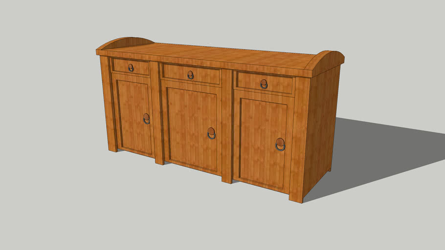 Wooden Cabinet Three Doors 3d Warehouse