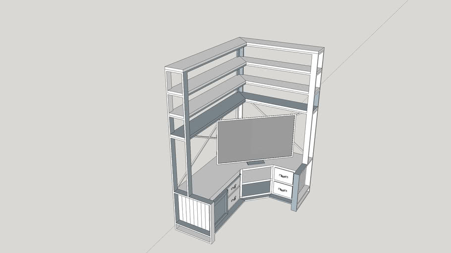 Eckschrank - Fernsehreschrank (mit TV) mit Regalen | 3D Warehouse