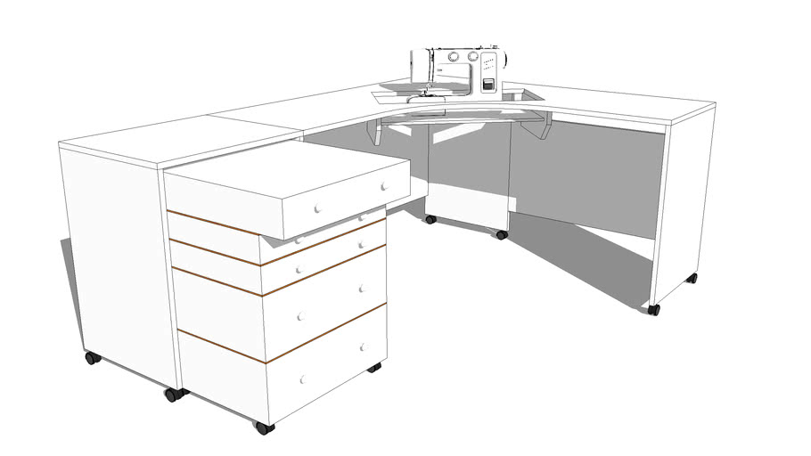 Sewing Machine corner table 3D Warehouse