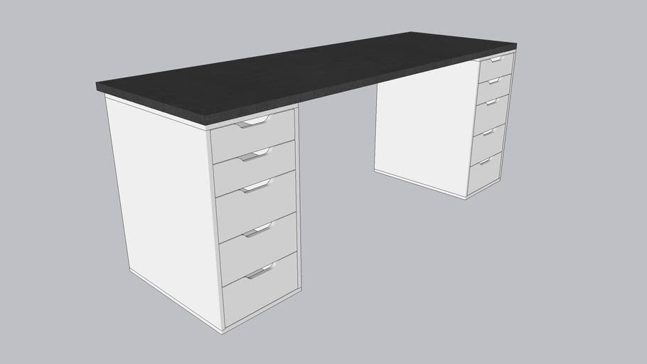 Ikea Desk 1.86M (Alex Drawers & Ekbacken Top) 3D Warehouse