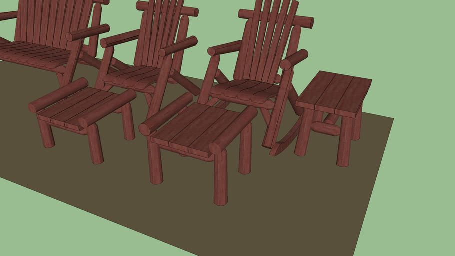 Cedar Log Adirondack Porch Furniture Set 3d Warehouse