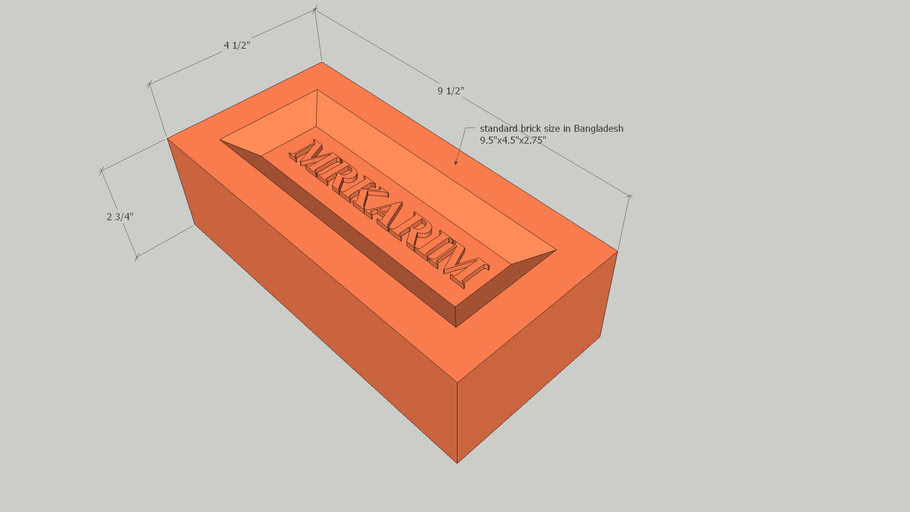 standard brick size in bd 3D Warehouse