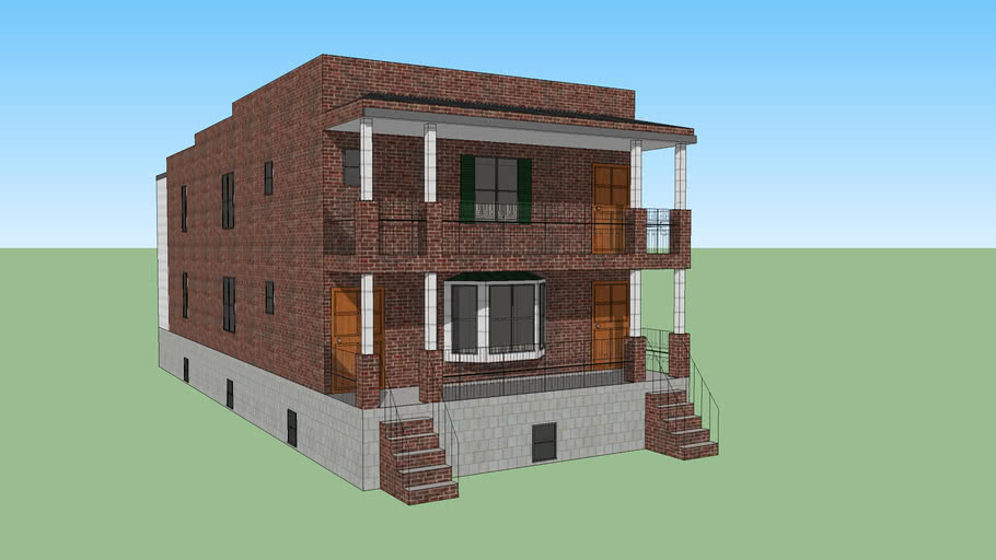 Detroit & Midwestern style 2 family flat 3D Warehouse