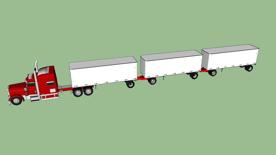 triple trailer semi 3D Warehouse