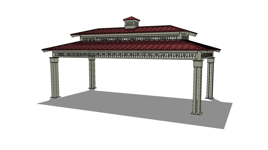 Hip - 16' x 32' Vented Top with four-post columns and Cupola