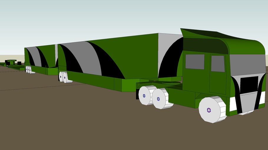 Sketchyphysics 'European Style' Super Road Train With 4 Trailers 3D