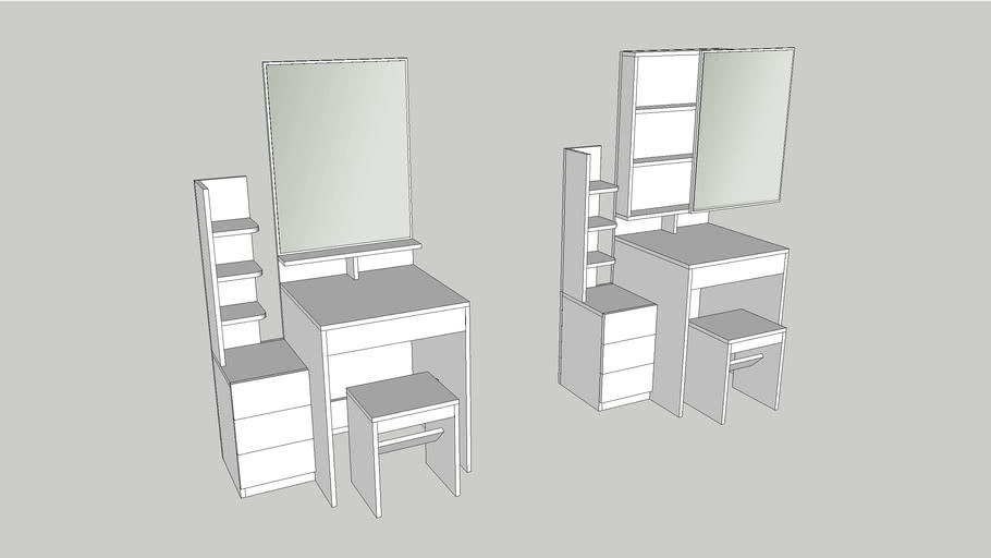 Dressing Table with Sliding Mirror 3D Warehouse