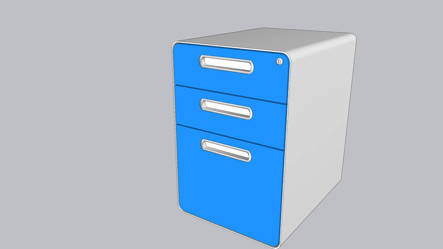 Devaise 3 Drawer Mobile File Cabinet Blue 3d Warehouse