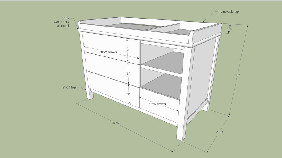 changing unit with drawers