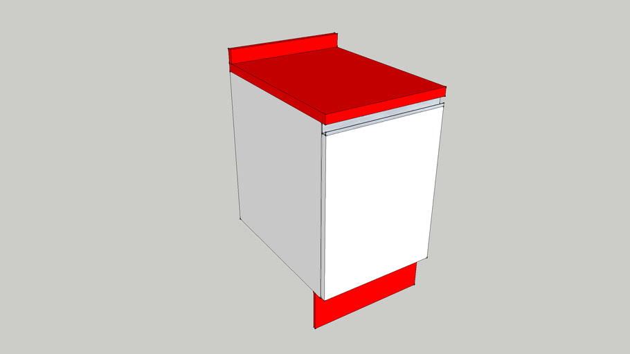 Mueble de cocina 40 cm 1 puerta encimera y zocalo | 3D Warehouse