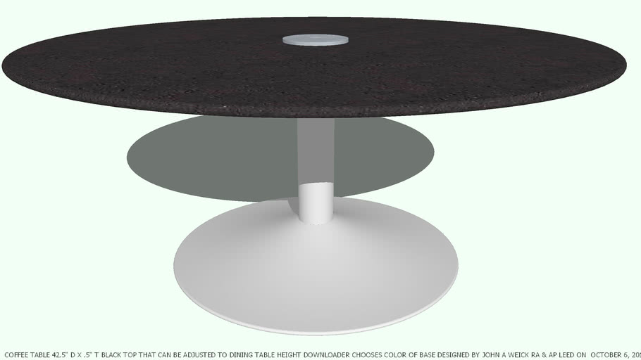 TABLE COFFEE ADJ 42D BLACK TOP CHOOSE BASE COLOR BY JOHN A WEICK RA